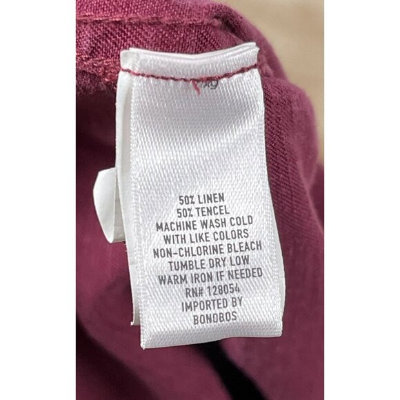 Bonobos Linen Blend Maroon Button Down Short Sleeve Shirt Size Medium - Picture 4 of 6